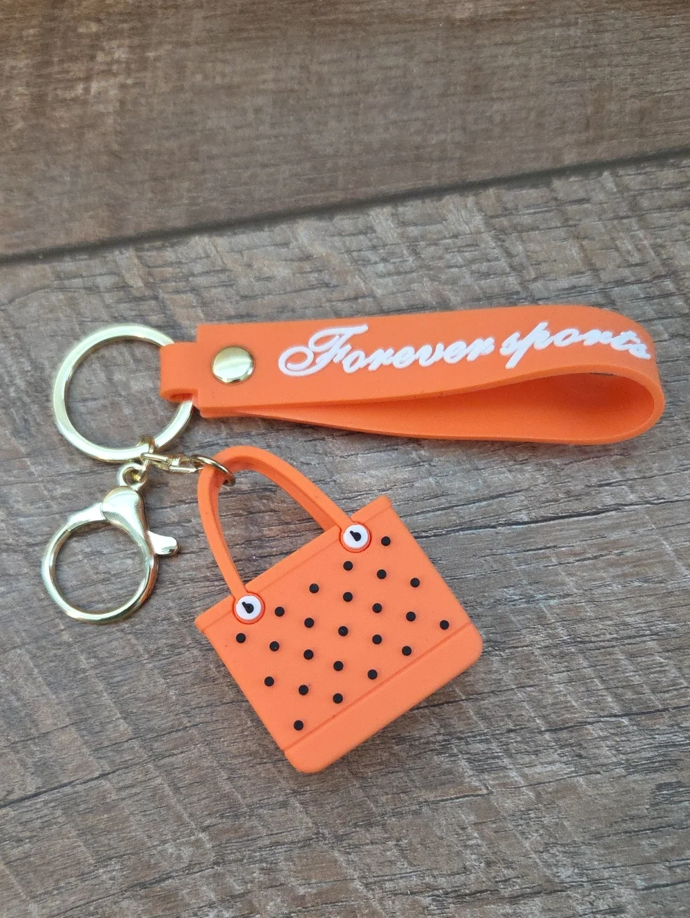 Mini Silicone Tote Bag Keychain - Orange